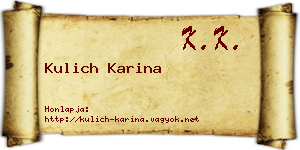 Kulich Karina névjegykártya